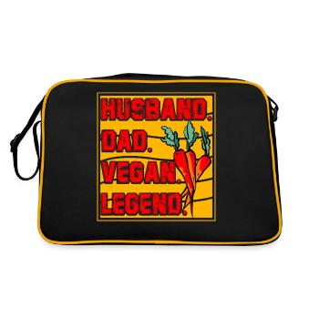 Husband Dad Vegan Legend - Retro Tasche - Schwarz/Gold - Hinten
