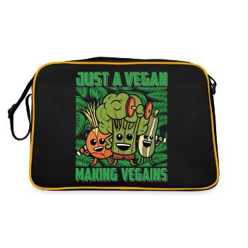Just a Vegan making Vegains - Retro Tasche - Schwarz/Gold - Hinten