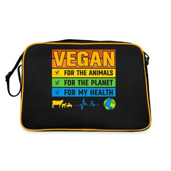 Vegan for the animals for the planet for the healt - Retro Bag - black/gold - Back