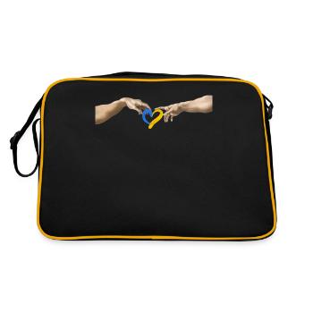 Ukrainische Herzflaggensymbologie Hände - Retro Tasche - Schwarz/Gold - Hinten