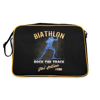 Biathlon Sport Wintersport Ski Langlauf GER - Retro Tasche - Schwarz/Gold - Hinten