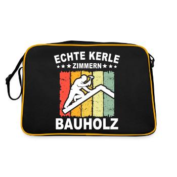 Zimmermann Sprüche Zimmern Zimmerer - Retro Tasche - Schwarz/Gold - Hinten