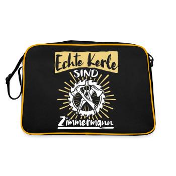 Zimmermann Sprüche Zimmern Zimmerer - Retro Tasche - Schwarz/Gold - Hinten