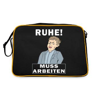 RUHE MUSS ARBEITEN - Retro Tasche - Schwarz/Gold - Hinten