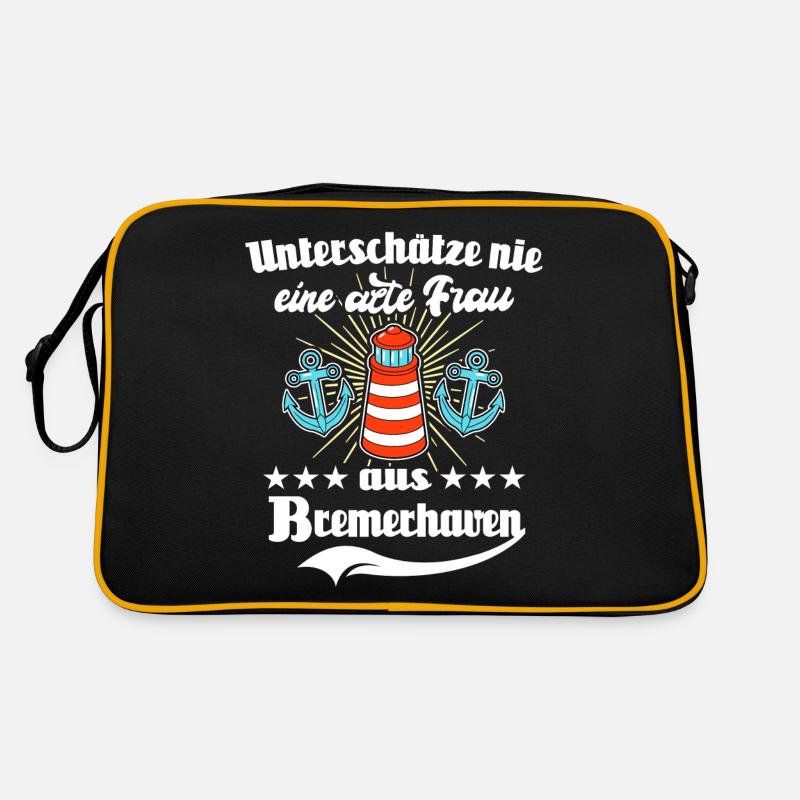 Bremerhavener Sprüche Bremerhaven - Retro Tasche - Schwarz/Gold