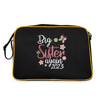 Schwangerschaft Grosse Schwester - Retro Tasche - Schwarz/Gold - Hinten