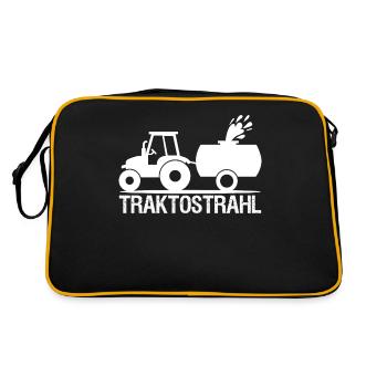 Traktor Landmaschine Bauern Trecker - Retro Tasche - Schwarz/Gold - Hinten