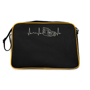 Video Camera Retro. Heart. Love. EKG. Pulse. Beat. - Retro Bag - black/gold - Back