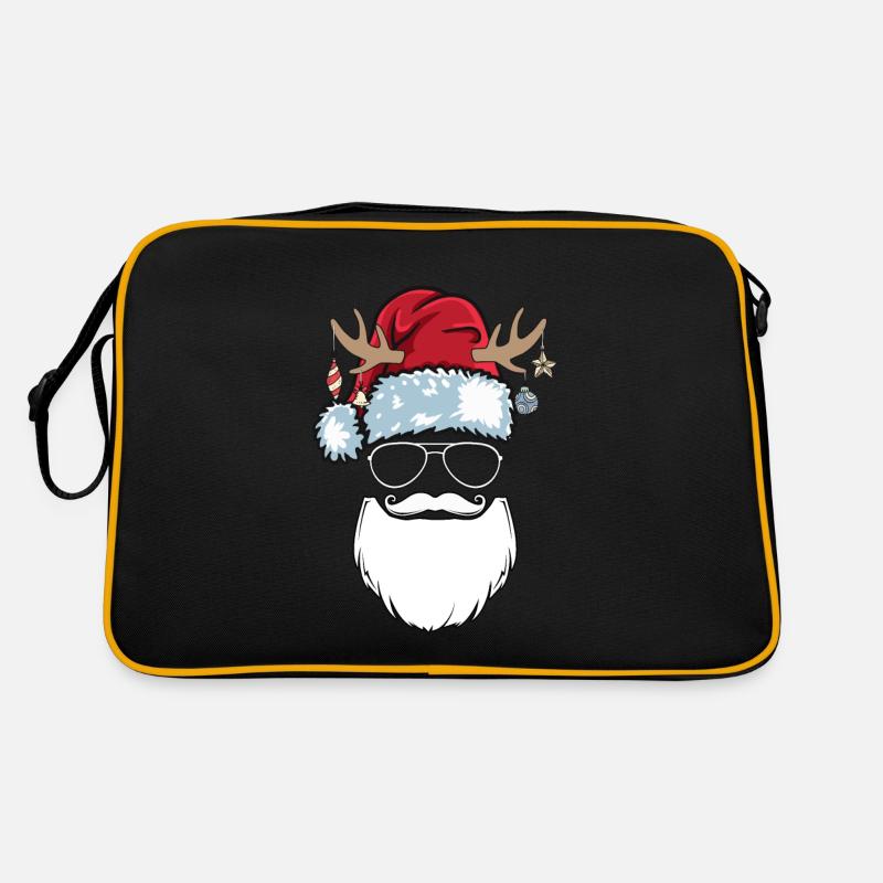 Weihnachtsmann Mütze Sonnenbrille Bart Santa Retro Tasche