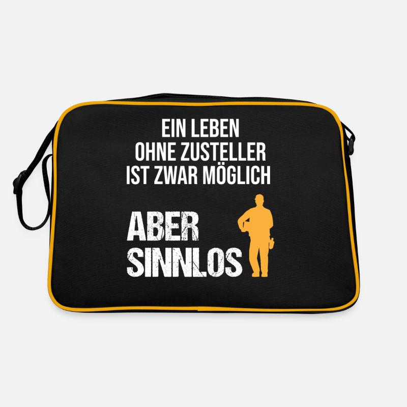 Postbote Zusteller Spruch Briefträger Geschenk - Retro Tasche - Schwarz/Gold
