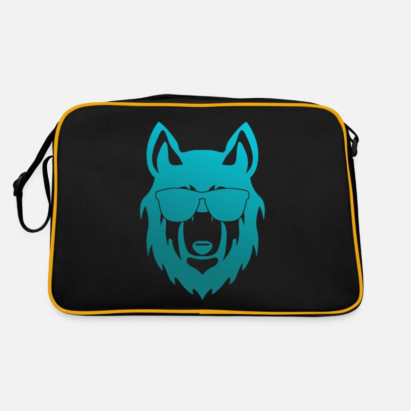 Wolf mit Sonnenbrille Retro Tasche