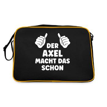 Axel Lustiger Spruch Vorname Name Axel - Retro Tasche - Schwarz/Gold - Hinten