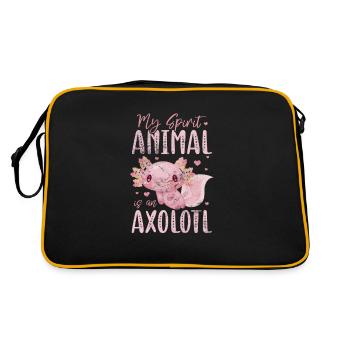 Axolotl Wassertier Wasser Geschenk - Retro Tasche - Schwarz/Gold - Hinten