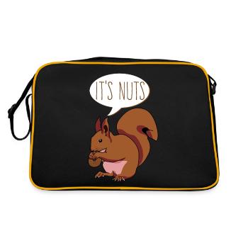 Eichhörnchen It's Nuts Squirrel - Retro Tasche - Schwarz/Gold - Hinten