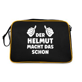 Helmut Lustiger Spruch Vorname Name Helmut - Retro Tasche - Schwarz/Gold - Hinten