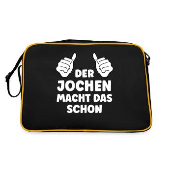 Jochen Lustiger Spruch Vorname Name Jochen - Retro Tasche - Schwarz/Gold - Hinten