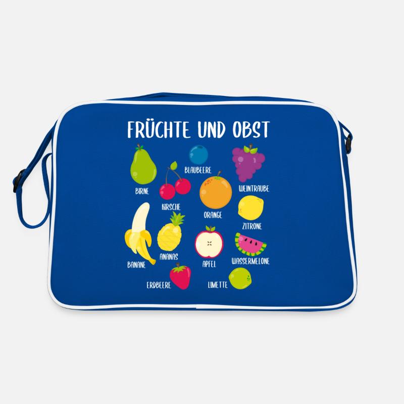 Früchte Und Obst Sammlung Mit Namen Geschenk Retro Tasche