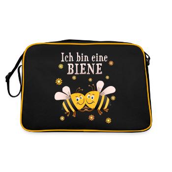 Ich bin eine Biene Bienenflüsterer Imker Imkerin - Retro Tasche - Schwarz/Gold - Hinten
