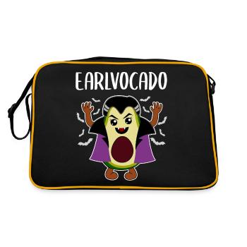 Avocado Vampir Lustiges Gemüse Obst Geschenk - Retro Tasche - Schwarz/Gold - Hinten