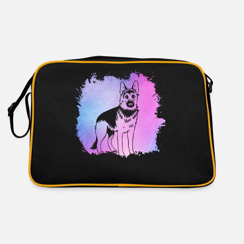 Deutscher Schäferhund - Retro Tasche - Schwarz/Gold