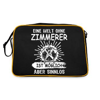 Zimmermann Zimmerer Zimmerleute - Retro Tasche - Schwarz/Gold - Hinten