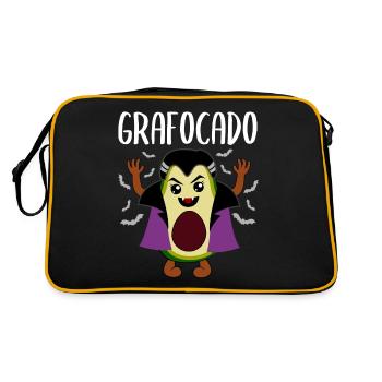 Avocado Vampir Lustiges Gemüse Obst Geschenk - Retro Tasche - Schwarz/Gold - Hinten