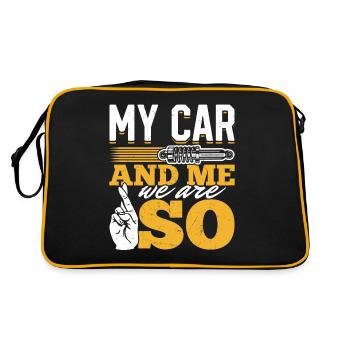 Mein Auto und ich , wir sind SO - PS Liebhaber - Retro Tasche - Schwarz/Gold - Hinten