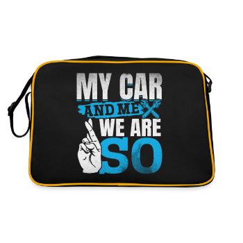 Mein Auto und ich , wir sind SO - PS Liebhaber - Retro Tasche - Schwarz/Gold - Hinten