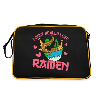 Ramen Soupe de nouilles Kawaii Japonais Cadeau Ramen - Sac Retro - noir/or - Dos