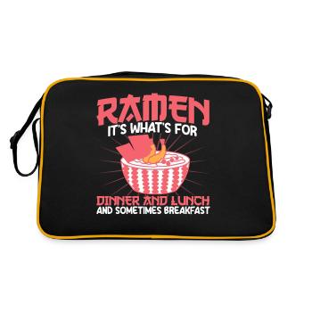 Ramen Soupe de nouilles Kawaii Japonais Cadeau Ramen - Sac Retro - noir/or - Dos