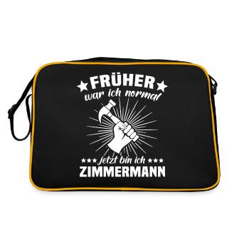 Zimmermann Beruf Zimmerer - Retro Tasche - Schwarz/Gold - Hinten