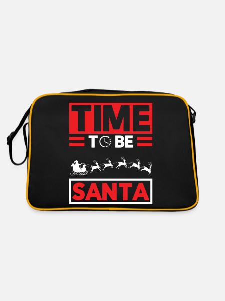 Time to be a Santa Tree Gift Humor Quote Joke - Retro Bag - black/gold - Back