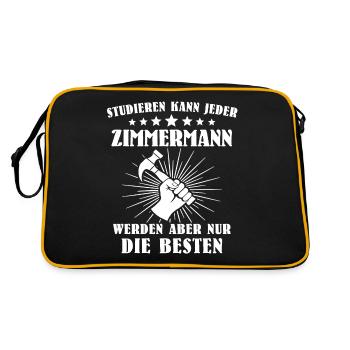 Zimmermann Zimmerer Zimmerleute - Retro Tasche - Schwarz/Gold - Hinten