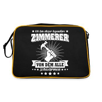 Zimmermann Zimmerer Zimmerleute - Retro Tasche - Schwarz/Gold - Hinten
