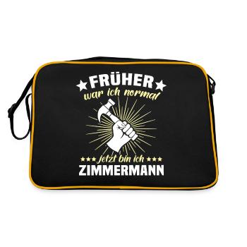 Zimmermann Zimmerer Zimmerei - Retro Tasche - Schwarz/Gold - Hinten