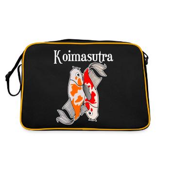 Koi Karpfen Koimasutra Kois - Retro Tasche - Schwarz/Gold - Hinten