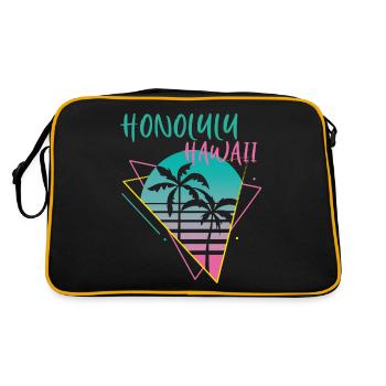 Honolulu Hawaii Palms Retro Ocean Surfing - Retro Bag - black/gold - Back