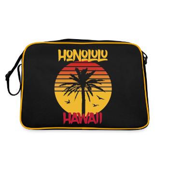 Hawaii Honolulu Palm Ocean Surfing - Retro Bag - black/gold - Back