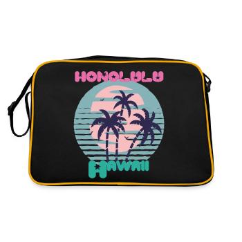 Palm Hawaii Honolulu Vacation Beach Ocean - Retro Bag - black/gold - Back