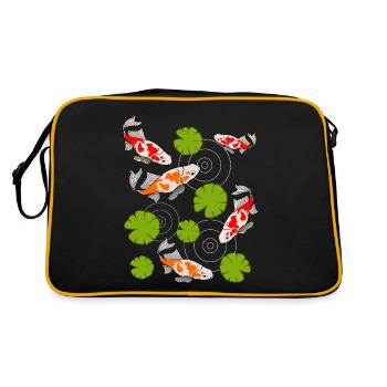 Koi Karpfen Teich Kois - Retro Tasche - Schwarz/Gold - Hinten