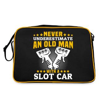 Slot Car Racing Old Man - Retro Tasche - Schwarz/Gold - Hinten