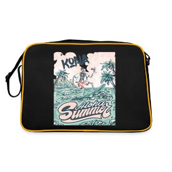 Kona Surfing Hawaii Holiday Palm Beach Ocean - Sac Retro - noir/or - Dos
