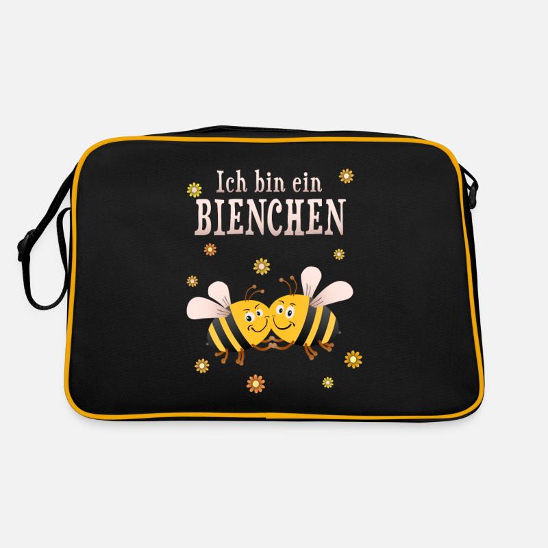 Ich bin eine Bienchen Biene - Retro Tasche - Schwarz/Gold