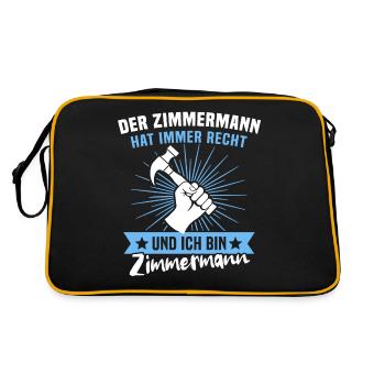 Zimmermann Job Zimmerer - Retro Tasche - Schwarz/Gold - Hinten