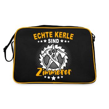 Zimmermann Zimmerer Zimmerleute - Retro Tasche - Schwarz/Gold - Hinten