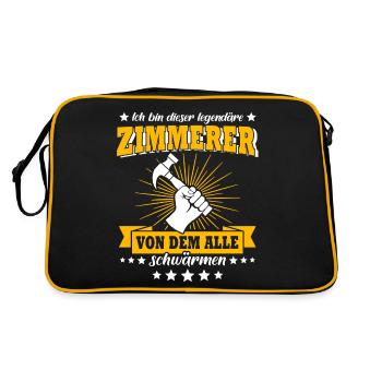 Zimmermann Zimmerer Zimmerleute - Retro Tasche - Schwarz/Gold - Hinten