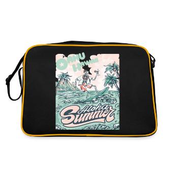 Oahu Hawaii Palm Trees Retro Ocean Surfing - Retro Bag - black/gold - Back