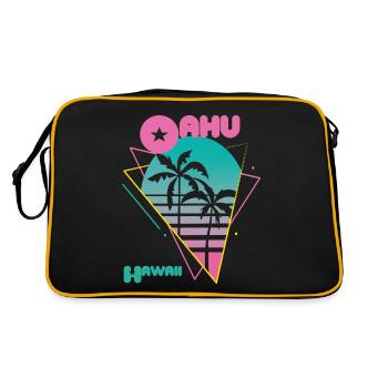 Retro Oahu Hawaii Palm Trees Surfing in the Ocean - Retro Bag - black/gold - Back