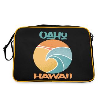 Oahu Vacation Hawaii Palm Trees Beach Ocean Surfing - Retro Bag - black/gold - Back