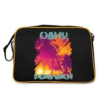 Retro Oahu Vacation Hawaii Palm Trees Beach Ocean - Retro Bag - black/gold - Back